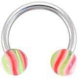 Pink Ludicous Lime HYPNOTIC Horse Shoe Circular Barbell