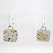 Square Cat and Fish Earrings in Sterling Silver and Brass, #8918