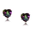 Mystic Rainbow Fire Topaz Earrings Heart Shaped Studs Silver 6mm 1ctw