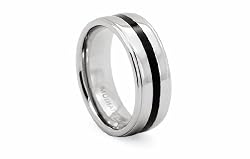 Titanium Ring High Polish with Black Resin Inlay 8mm