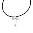 Stainless Steel Rope Accent Cross Pendant Necklace