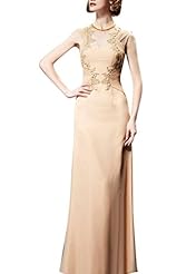 A-line Chiffon/Satin Sleeveless Cocktail Floor Length Mesh Applique Beaded Backless Homecoming Dress/Pageant Dress/Prom Dress/Party Dress/Wedding Dress 