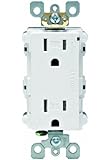 Leviton T5280-W 15 Amp, 125 Volt, Tamper Resistant, Decora Duplex Surge Suppressor Receptacle, Straight Blade, Commercial Grade, Self Grounding, White