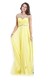 A-line Cap Sleeves Chiffon Sheer Belted Beaded Crystal Crystals Pleated Summer Evening Dress/Prom Dress/Party Dress 