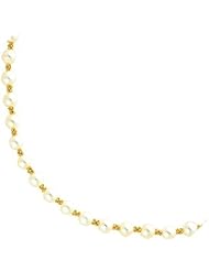14K Gold White Cultured Round Pearl Strand 16"