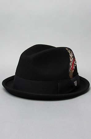 Brixton The Gain Fedora in Black Felt,Hats for Men