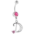 Passion Pink Jeweled INITIAL Dangle Belly Ring - LETTER "D"