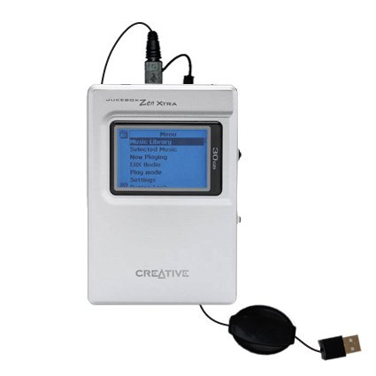 Retractable USB Cable for the Creative NOMAD Jukebox Zen with Power Hot Sync and Charge capabilities - uses Gomadic TipExchange Technology