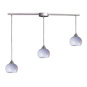 Mela - 3 Light Kitchen Island Pendant Track Lighting Fixture - Brushed Nickel - White...