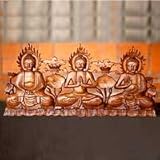 IMAGE OF NOVICA Wood wall panel, 'Three Buddhas'