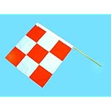 Mutual 14977-5 Heavy-Duty Nylon Airport Flag with 60" Staff, 36" Length x 36" Width, Orange/White