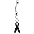 Black Awareness Ribbon Belly Ring
