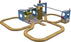 PERCY AT THE DIESEL WORKS WOODEN TRAIN SET