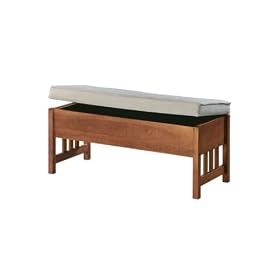 Mission - style 40w Storage Bench, 40W, LIGHT CHERRY