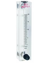 Dwyer Visi-Float Series VFB Flowmeter, 4" Scale Length, Range 1-20 LPM Air, with Brass Valve, 1/8" Female NPT Process Connection