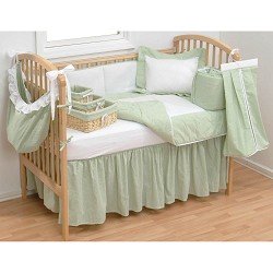 Trend Lab SRS4P S PIQUE & SEERSUCKER - 4 PIECE CRIB SET - SAGE includes BUMPER, QUILT, SHEET AND SKIRT.