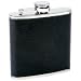 Maxam 6oz Stainless Steel Flask With Black Faux Leather Pebble Grain Wrap Screw Down Cap