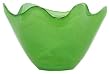 Colorful Recycled Art Glass Small Lime Green Wave Rim Bowl 8"D, 5"H