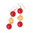 14k Yellow Gold Vermeil & Red Mother of Pearl 3-Drop Earrings