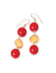 14k Yellow Gold Vermeil & Red Mother of Pearl 3-Drop Earrings