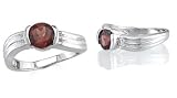 Round Cut Genuine Garnet Ring in Sterling Silver