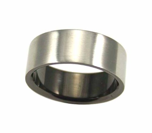 Kala-isbijoux- Herren Ring Geb&Atilde;&frac14;rstetem Edelstahl und Ruthenium - Breite 8 mm - Gr&Atilde;&para;&Atilde;�e 70 (22.3 )