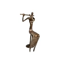 Female Flute Player Figure - Bronze (8")