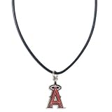 LOS ANGELES ANGELS OFFICIAL SILVER LOGO LEATHER NECKLACE