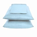 IMAGE OF Solid Color Muslin Sheet Set in Light Blue Wedgewood Size: Queen