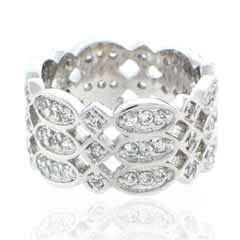 Sterling Silver with CZ Diamonds and Ovals Ring