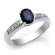 14k White Gold Oval Blue Sapphire and Diamond Ring