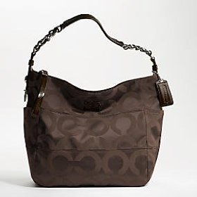 Coach Signature Op Art Tribeca Shoulder Hobo Bag Purse Tote 14128 Brown