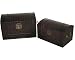 Asian Home Decor & Unique Gifts - 17" Ming Black Calligraphy Round Top Jewelry Boxes (Set of Two)