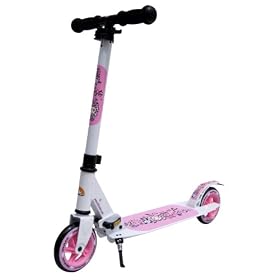 bike*star 145mm (5.7 Inch) Foldable Kick Push Kids Scooter - Colour White & Pink