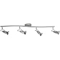 Globe Satelit Four-Light S-Shaped Track Bar with Curved Arm, Silver Chrome #57383