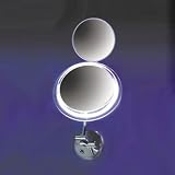 Zadro 9 Makeup Magnifying Vanity Mirror, Satin Nickel, Multi-Mag, Wall Mount, Dual Arm, with Surround Light