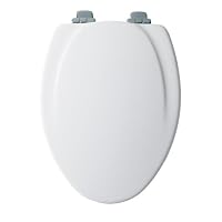 Mayfair 130CHSL 000 Designer Series Wood Toilet Seat with Chrome Whisper-Close Hinges, Elongated, White