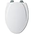 Mayfair 130CHSL 000 Designer Series Wood Toilet Seat with Chrome Whisper-Close Hinges, Elongated, White