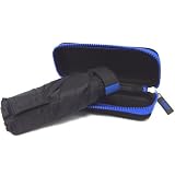 Totes Mens Flat Umbrella with Clip Case