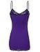 RT1004 Ladies Adjustable Spaghetti Strap Lace Trim Long Tunic Cami Tank Top D.Purple S