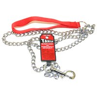 Four Paws Titan Chain Dog Lead with Red Nylon Handle