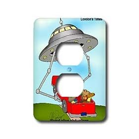 Londons Times Funny Aliens Cartoons - Illegal Abducted Aliens - Light Switch Covers - 2 plug outlet cover