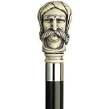 Unisex Afghan Man'S Head Cane Black Hardwood Shaft, Simulated Antique Scrimshaw Polymer Resin Handle -Affordable Gift for your Loved One! Item #DHAR-10688