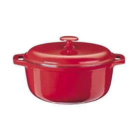 Innova Color Cast Porcelain Enameled Cast Iron 5-Quart Round Dutch Oven, Red by Innova