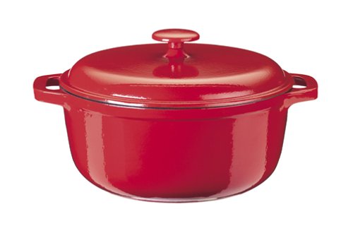 Kinetic Color Cast Porcelain Enameled Cast Iron 5-Quart Round Dutch Oven, Red