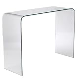 Gita Glass Console Table (Clear Glass) (32"H x 43.5"W x 16"D)