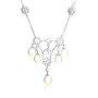 Sterling Silver Freshwater Cultured Pearl and Pave Cubic Zirconia Chandelier Necklace, 17"