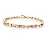 14K Two Tone Solid Links Bracelet 7.5