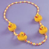 Rubber Ducky Duck Long Beaded Necklace Mardi Gras Style