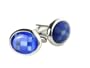 Oval Blue Mosaic Fiber Optic Glass Cufflinks with Gift Box
